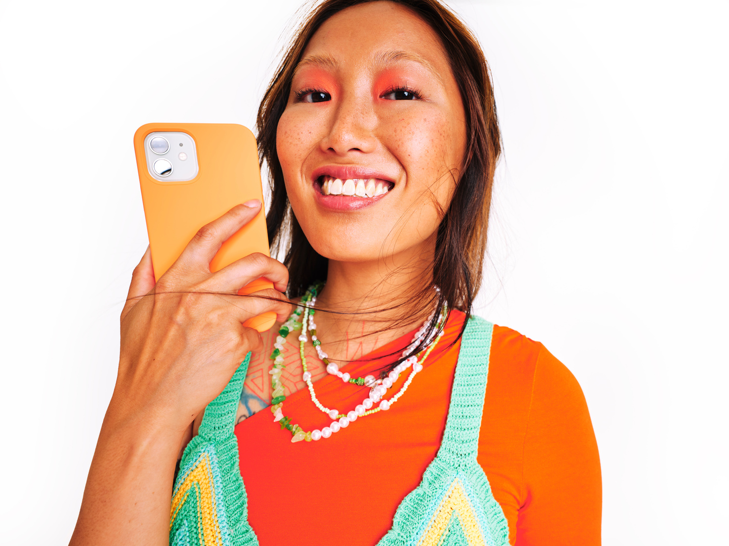 Modern Fintech Portrait of Woman Holding a Smartphone